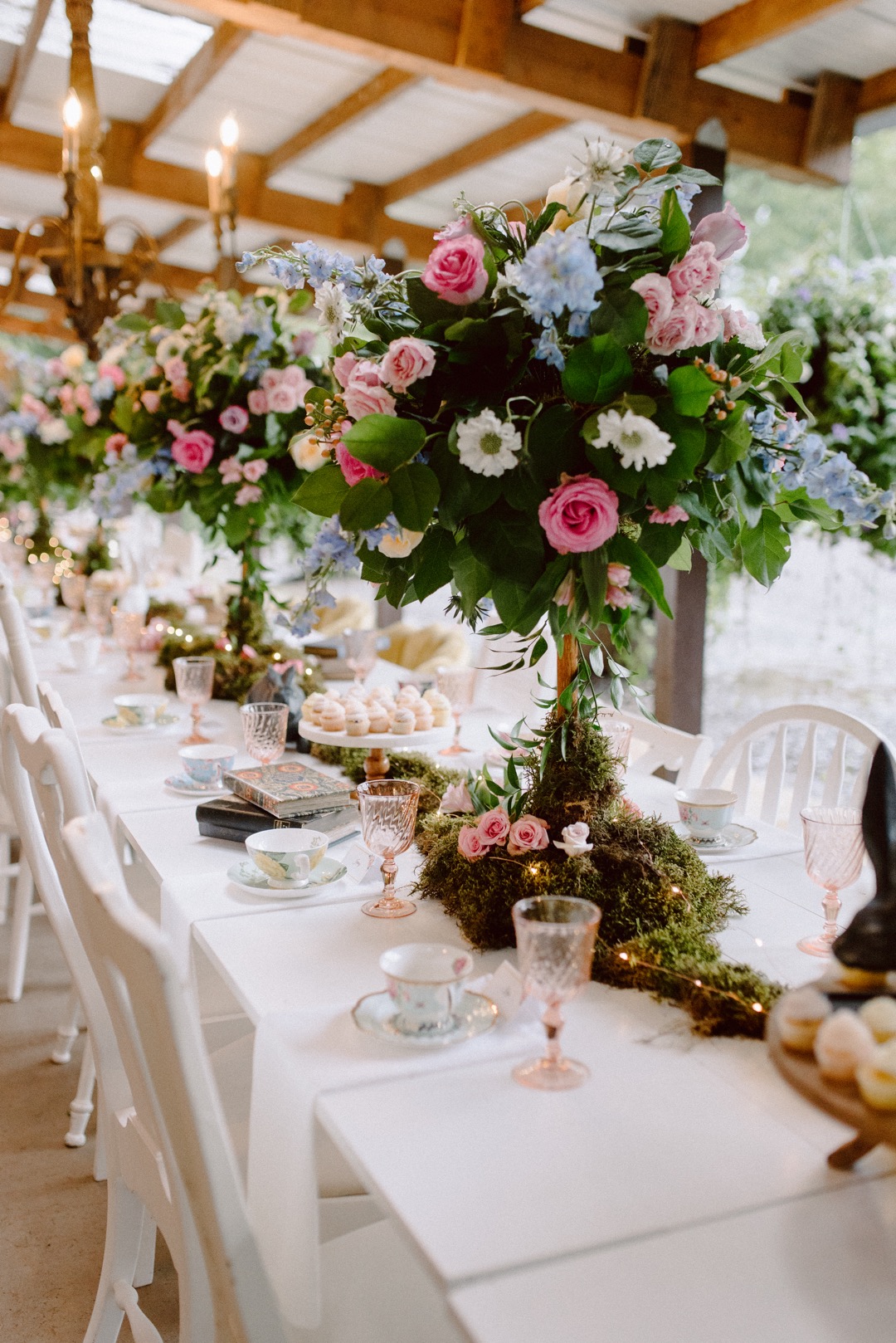 Florals and table settings at a wedding